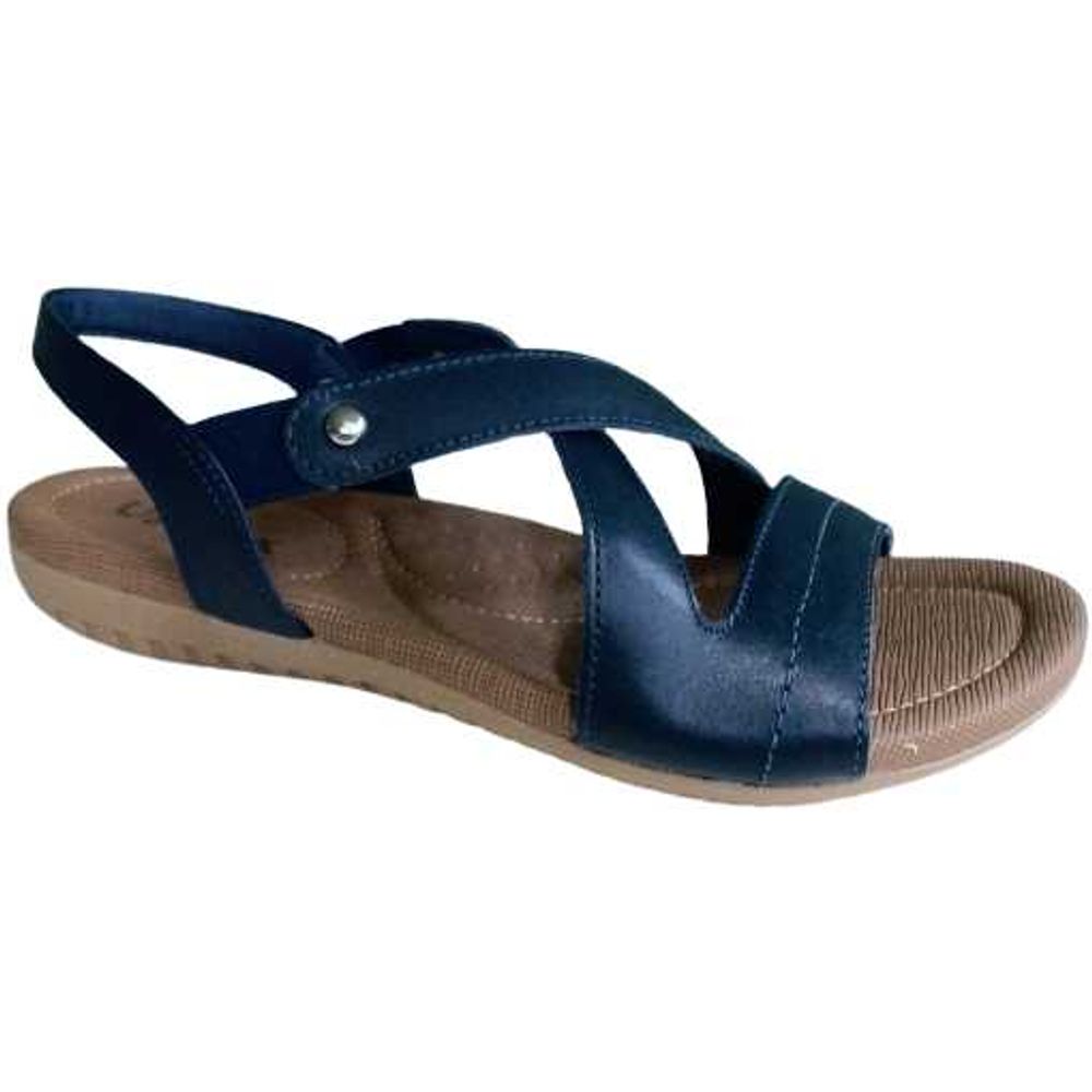 Couro Sandalia NiÃ±a Azul Marino Sandália Anabela Azul Marinho